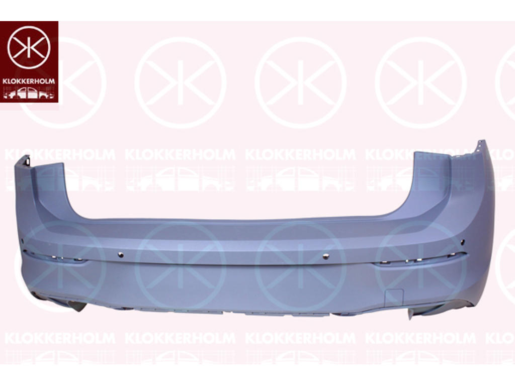 Bumper, w/primer, Rear, with hole(s) for park distance control, Number of bores: 4