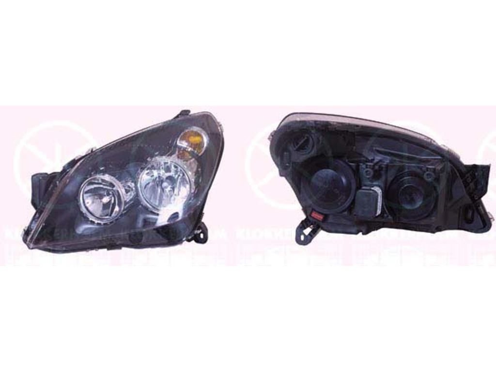 Headlight, H7/H1, with motor for headlamp levelling, Hella, Right, Illuminance [lx]: 20, Housing Colour: black