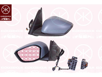 Exterior Mirror, with indicator (LED), for vehicles with blind spot assistant, Electronically foldable, Right, with thermo sensor, Number of pins: 12, for electric mirror adjustment, Heatable, Partial primed, Convex