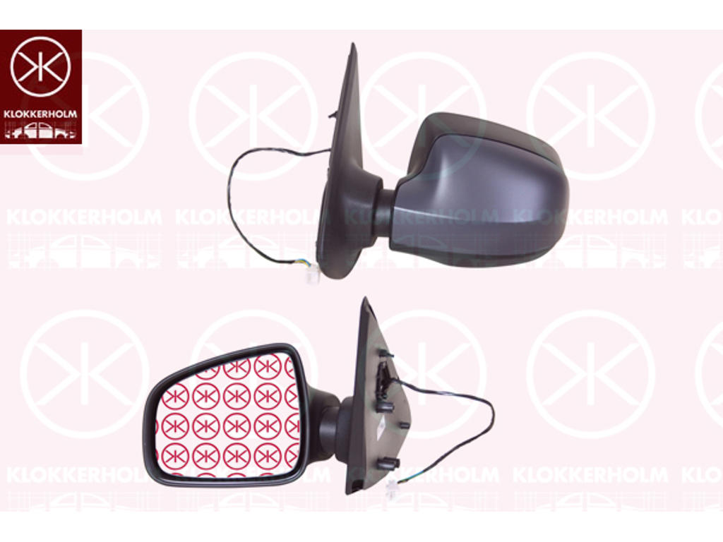 Exterior Mirror, Right, for electric mirror adjustment, Number of pins: 7, with thermo sensor, Heatable, Convex, w/primer