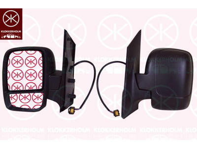 Exterior Mirror, Left, Electronically foldable, with wide angle mirror, w/primer, Heatable, Convex