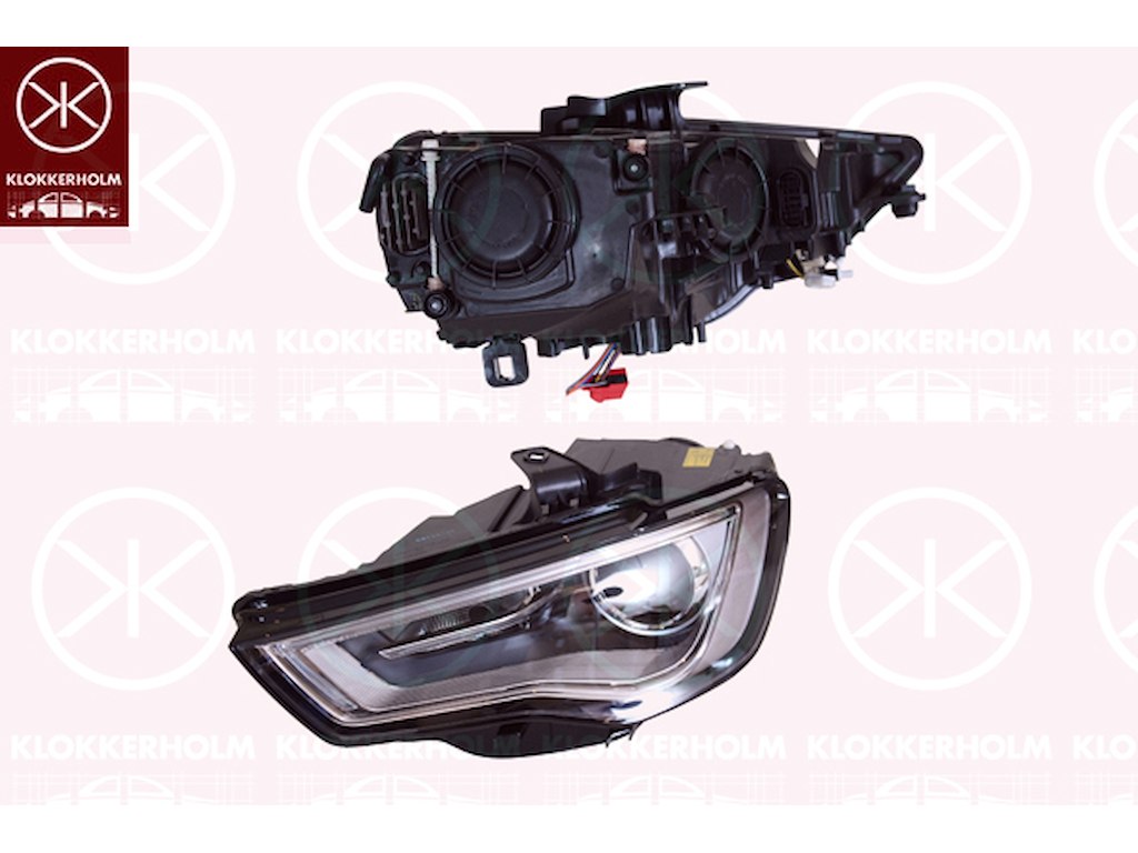 Svetlomet, levá, barva krytu: šedá, Bi-xenony, se svetlem denního svícení (LED), se servomotorem pro regulaci sklonu svetlometu, bez ovladace pro Xenon