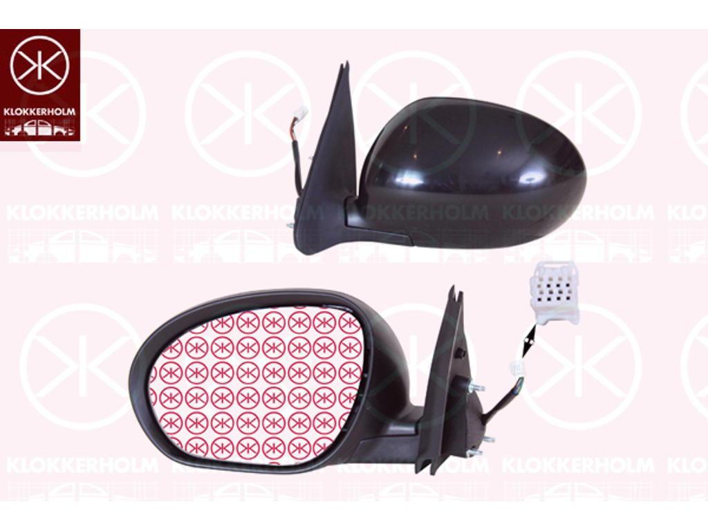 Exterior Mirror, Left, for electric mirror adjustment, Electronically foldable, Number of pins: 7, Heatable, w/primer, Convex