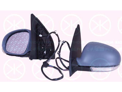 Exterior Mirror, w/primer, with indicator, Electronically foldable, for electric mirror adjustment, Aspherical, Heatable, Left, Number of pins: 8