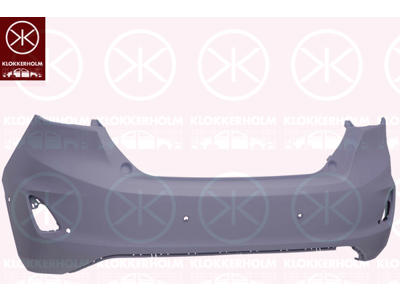 Bumper, w/primer, with hole(s) for park assist (parallel parking), Rear, Number of bores: 6