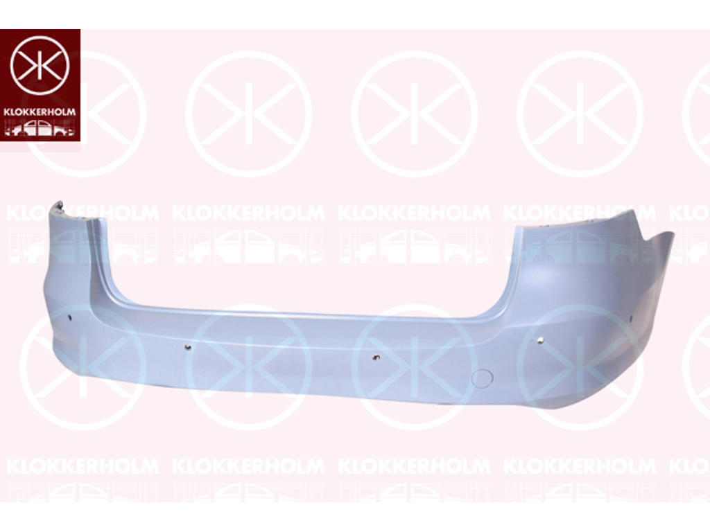 Bumper, Number of bores: 6, Rear, w/primer, with hole(s) for park distance control, Trim Level: TRENDLINE, not for trim level: R-LINE