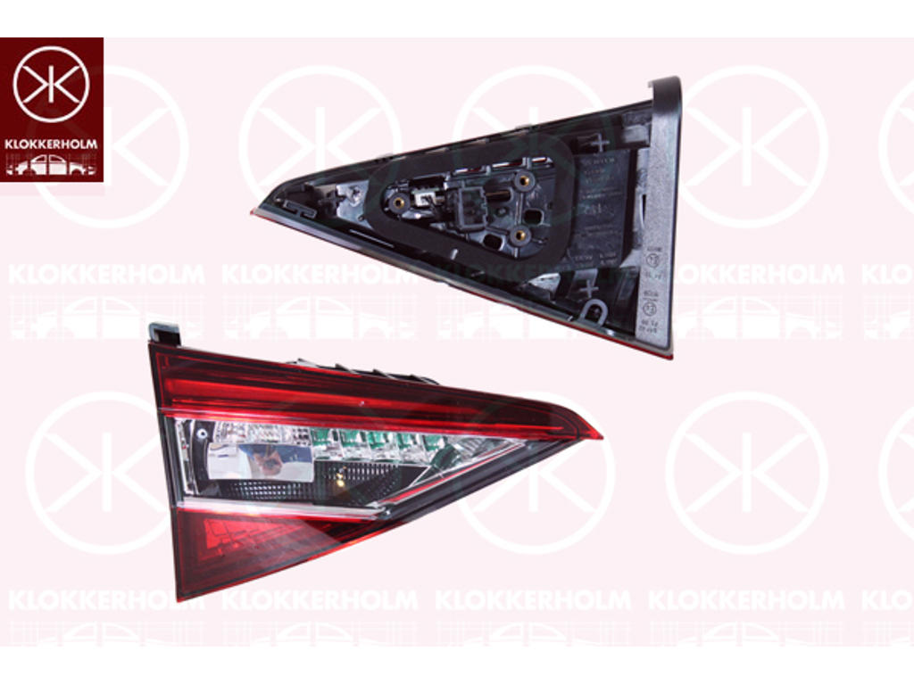 Lampa tylna zespolona, z prawej, Czesc wewnetrzna, LED, Kolor obudowy: ciemny, z uchwytem zarówki, Varroc