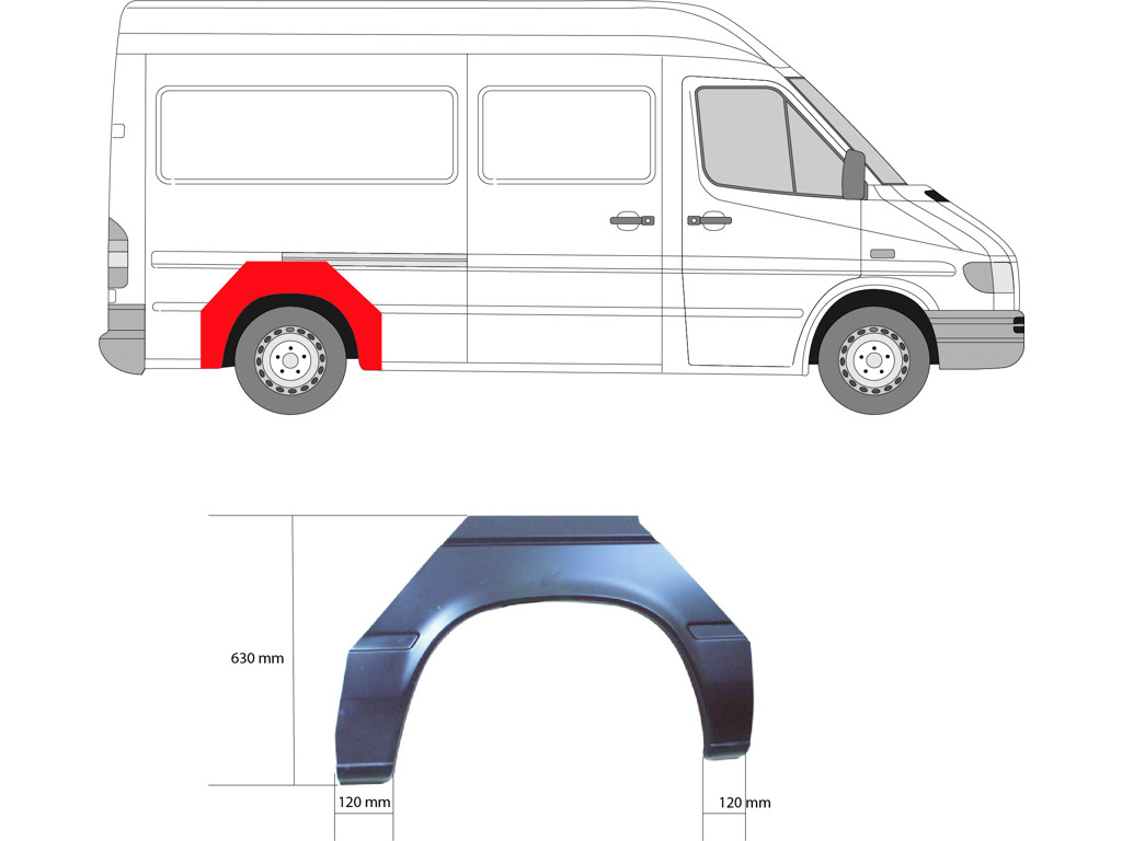 Quarter Panel, with single tyres, Wheel Arch Border, Outer section, Repair Panel, both sides, Length [cm]: 107