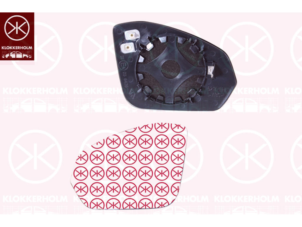 Mirror Glass, exterior mirror, OE-type, Convex, Heatable, Left, Number of pins: 2