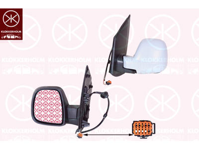 Exterior Mirror, Left, for electric mirror adjustment, Number of pins: 5, Left-/right-hand drive vehicles: for left-hand/right-hand drive vehicles, Heatable, w/primer, Convex