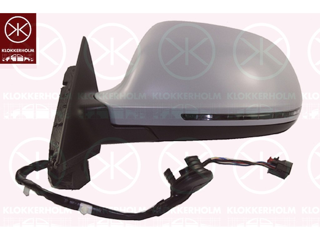 Exterior Mirror, 3-drs, Left, for electric mirror adjustment, with indicator (LED), Number of pins: 8, w/primer, Heatable, Aspherical