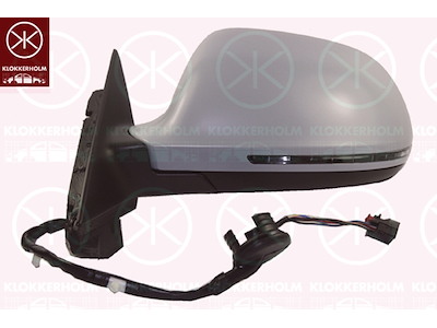 Exterior Mirror, 3-drs, Left, for electric mirror adjustment, with indicator (LED), Electronically foldable, Number of pins: 10, w/primer, Heatable, Aspherical