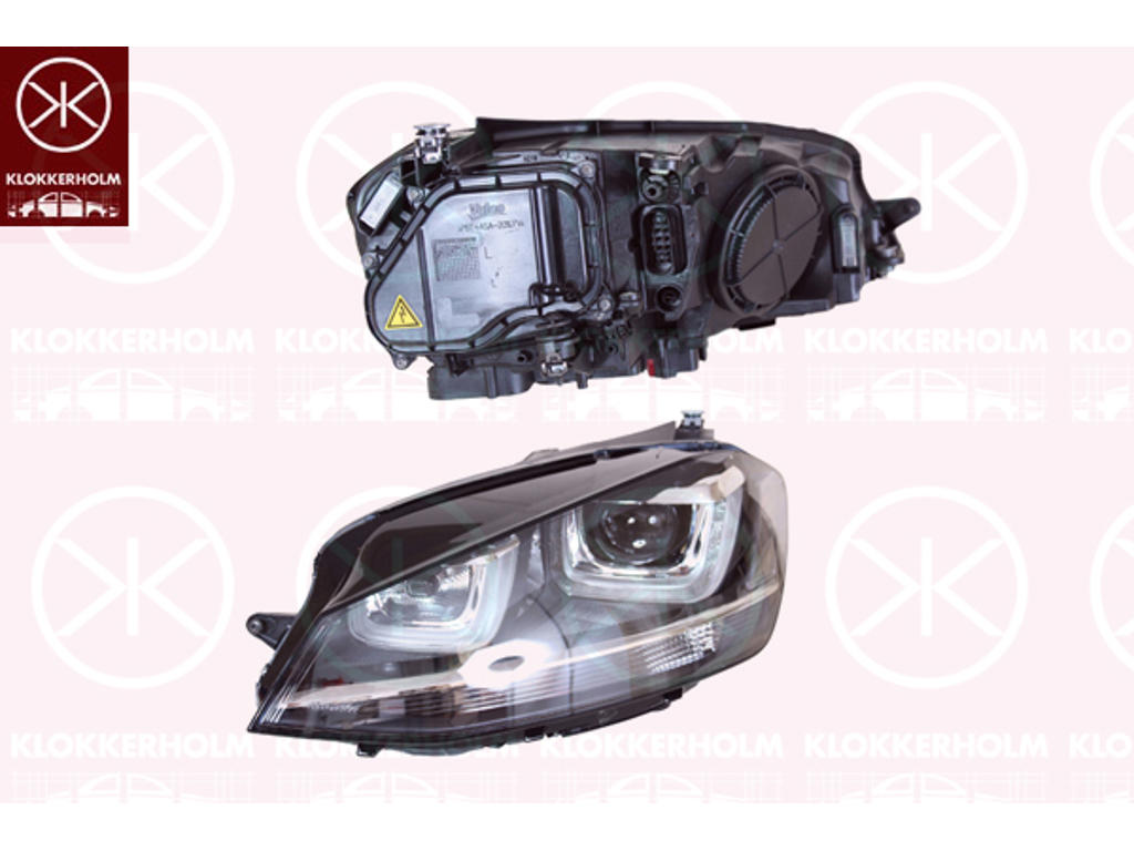 Headlight, Left, Illuminance [lx]: 12.5, Bi-Xenon, for vehicles with adaptive high beam regulation, with cornering light, with daytime running light (LED), without control unit for Xenon, with motor for headlamp levelling, D3S/H7, Valeo