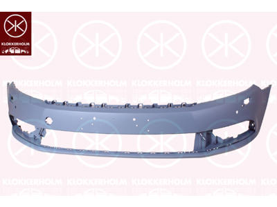 Bumper, Front, not for trim level: R-LINE, with hole(s) for park distance control, Number of bores: 4, with hole(s) for washer nozzle, w/primer