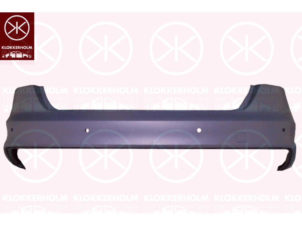 Bumper, w/primer, Rear, with hole(s) for park distance control, not for trim level: S-LINE, Number of bores: 4