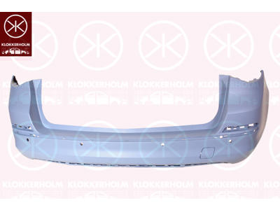 Bumper, Rear, with hole(s) for park distance control, Number of bores: 4, w/primer