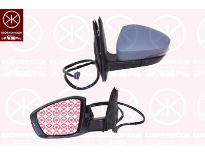 Exterior Mirror, Left, for electric mirror adjustment, Electronically foldable, Number of pins: 11, w/primer, with indicator, Heatable