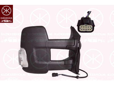 Exterior Mirror, Right, for electric mirror adjustment, Long mirror arm, Number of pins: 6, Heatable, with indicator, Indicator Colour: white, W16W, Convex