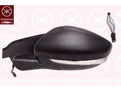 Exterior Mirror, Left, with indicator, Electronically foldable, Number of pins: 8, w/primer, Heatable, Convex