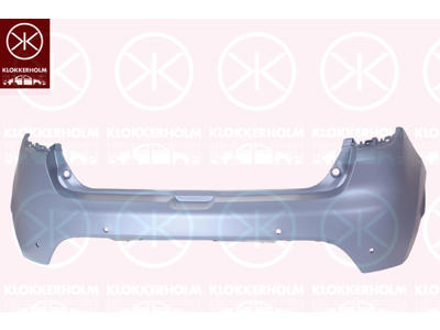 Bumper, w/primer, 5-drs, Rear, with hole(s) for park distance control, Upper section, Number of bores: 4