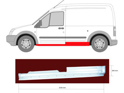 Rocker Panel, Left, 2-dr, Axle Distance [mm]: 2912, Outer section, for vehicles without sliding door