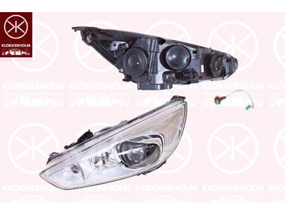 Forlygte, højre, Bi-Xenon, D3S (gasudladningspærer), H1, med kørelys (LED), med indstillingsmotor for LWR, uden styreenhed til Xenon, Varroc