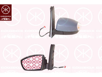 Exterior Mirror, Left, Electronically foldable, Number of pins: 8, with reading light, with indicator, Heatable, Aspherical, w/primer