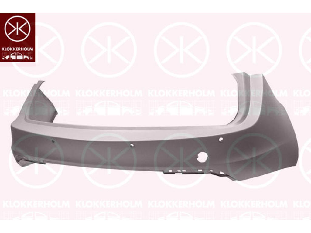 Bumper, w/primer, Rear, with hole(s) for park distance control, not for trim level: OPC