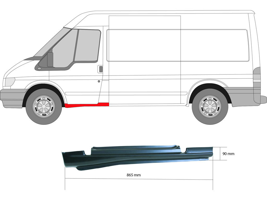 Rocker Panel, Repair Panel, Right, Outer section