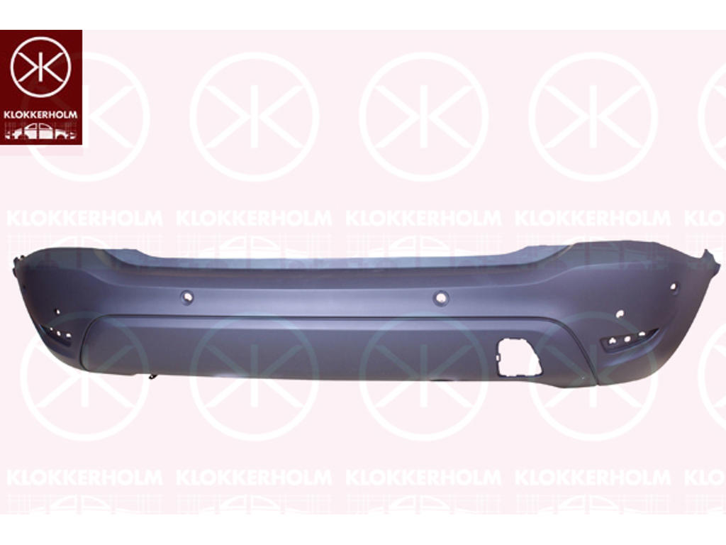Bumper, with hole(s) for park assist (parallel parking), Rear, Smooth, Number of bores: 6