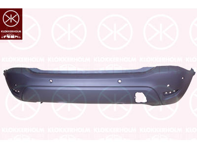 Bumper, with hole(s) for park assist (parallel parking), Rear, Smooth, Number of bores: 6