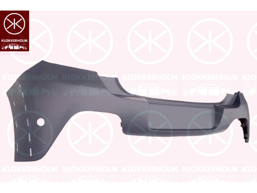 Bumper, w/primer, Rear, with holes for trim/protective strip, with hole(s) for park distance control, Upper section