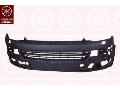 Bumper, Front, black, with hole(s) for fog lights, with hole(s) for washer nozzle