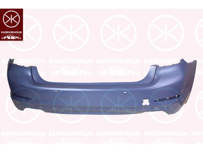 Bumper, w/primer, with hole(s) for park assist (parallel parking), Rear, with holes for trim/protective strip, with mounting parts, Number of bores: 6