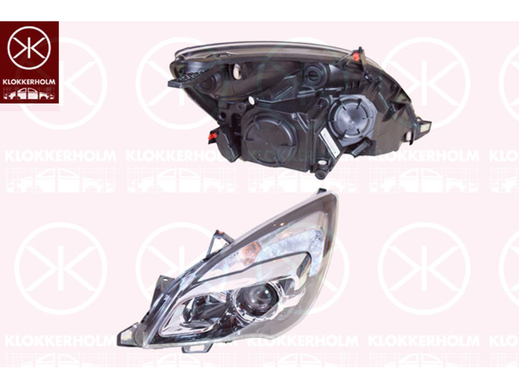 Headlight, Right, LED, with dynamic bending light, with motor for headlamp levelling, with daytime running light (LED), Varroc