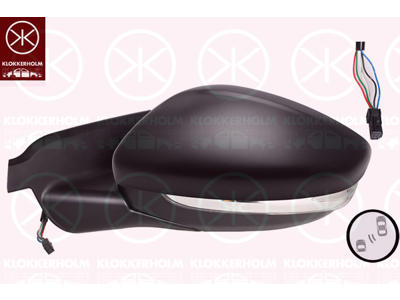 Exterior Mirror, Left, with indicator, Heatable blind spot mirror, Electronically foldable, Number of pins: 10, w/primer, Convex