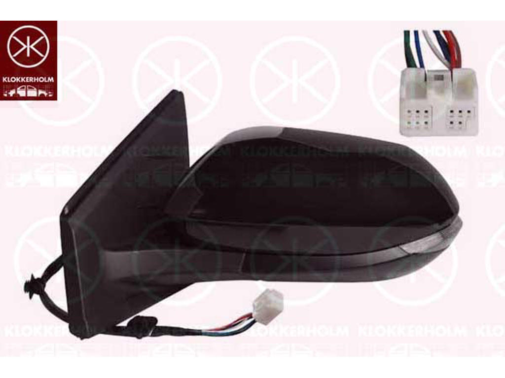 Exterior Mirror, for electric mirror adjustment, Left, Electronically foldable, Number of pins: 8, with indicator, Heatable, Convex, w/primer