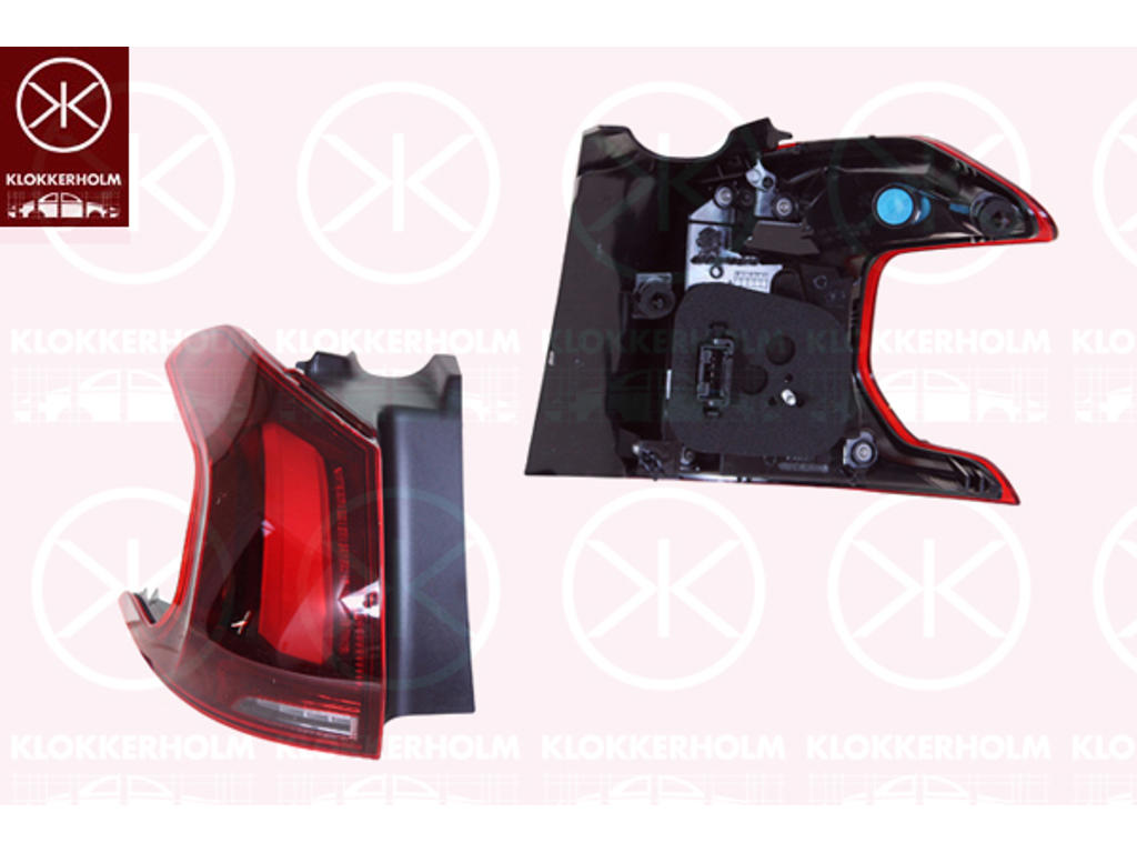 Tail Light Assembly, Right, Outer section, LED, P21W, PY21W, with bulb holder, Varroc