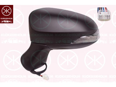 Exterior Mirror, Left, Electronically foldable, for electric mirror adjustment, Number of pins: 9, with indicator, Heatable, w/primer, Aspherical