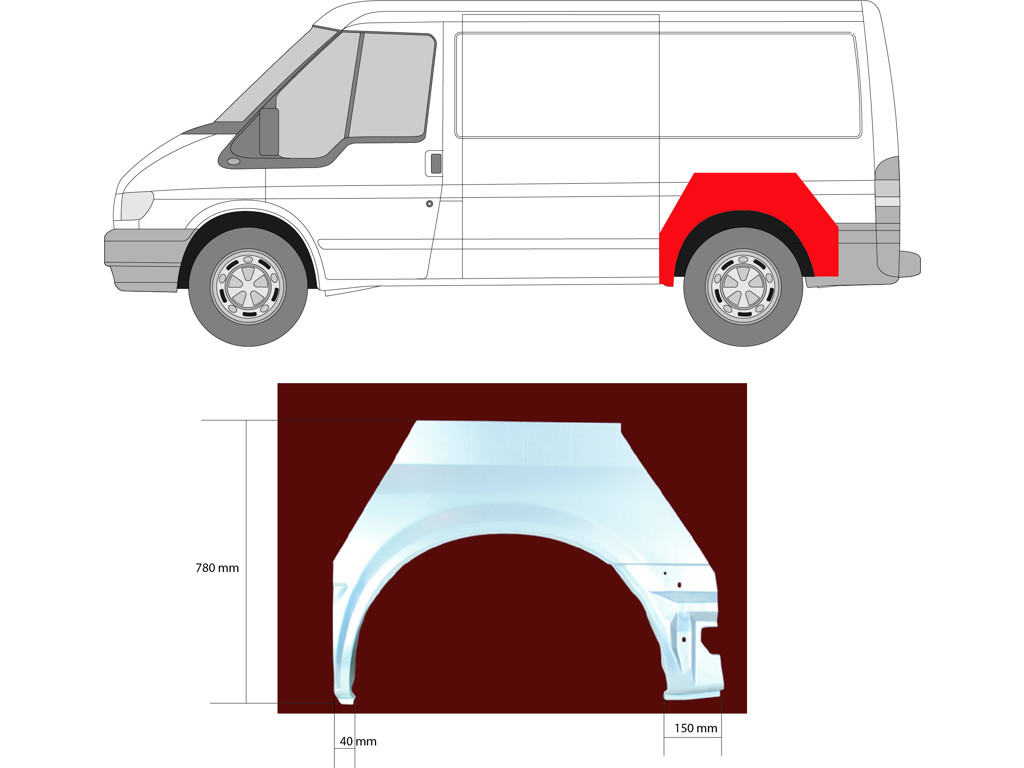 Quarter Panel, Wheel Arch Border, Repair Panel, Left Rear, Axle Distance [mm]: 2933