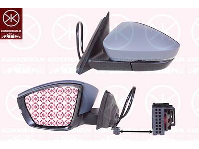 Buitenspiegel, Links, Electrisch opklapbaar, Aantal contacten: 9, Met knipperlamp, Te verwarmen, primer