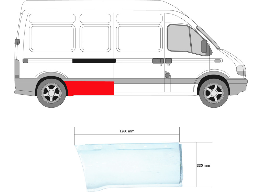Quarter Panel, Side Panel, Repair Panel, Right Front, Length [cm]: 128, Axle Distance [mm]: 4100
