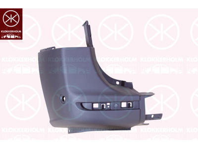 Bumper, for vehicles with blind spot assistant, black, Left Rear, with hole(s) for park distance control, Corner Panel