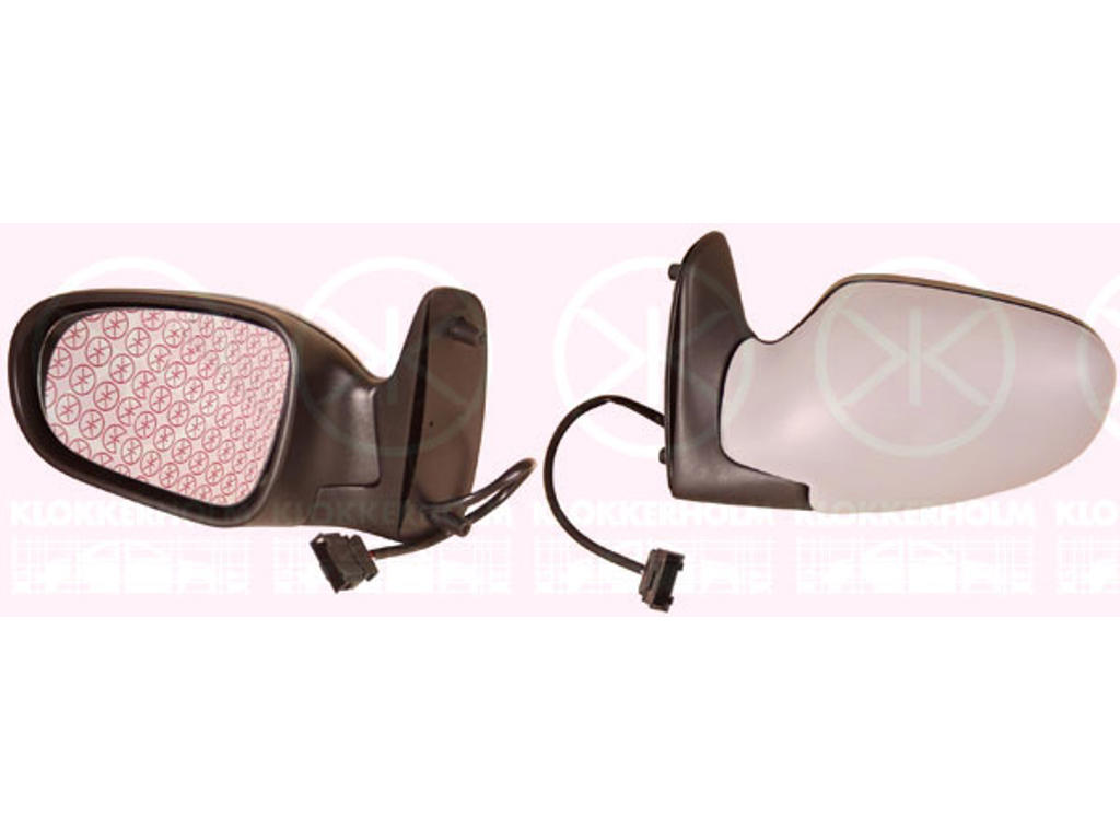 Exterior Mirror, w/primer, for electric mirror adjustment, Convex, Heatable, Right, Connector Shape: angular, Number of pins: 5