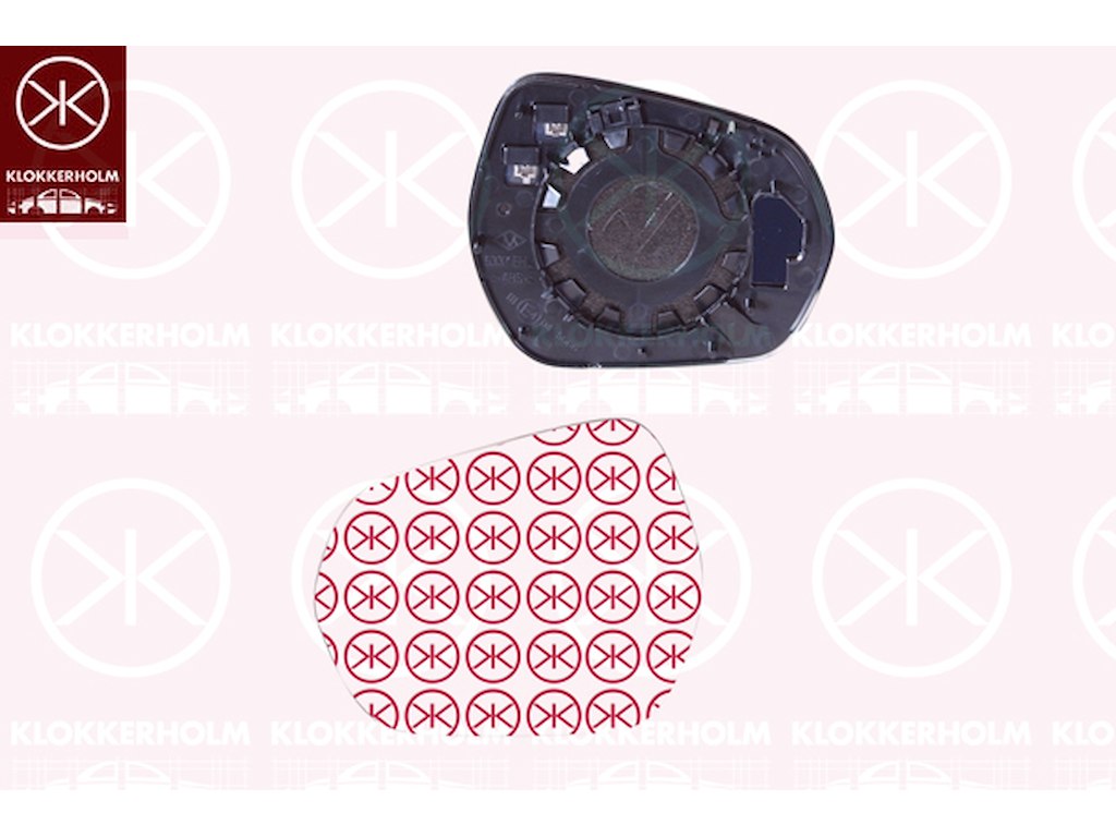 Mirror Glass, exterior mirror, Right, Heatable, Convex