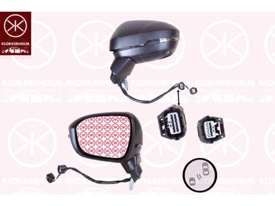 Exterior Mirror, Left, for electric mirror adjustment, Number of pins: 13, Heatable, Electronically foldable, Convex, for vehicles with blind spot assistant, with camera, w/primer