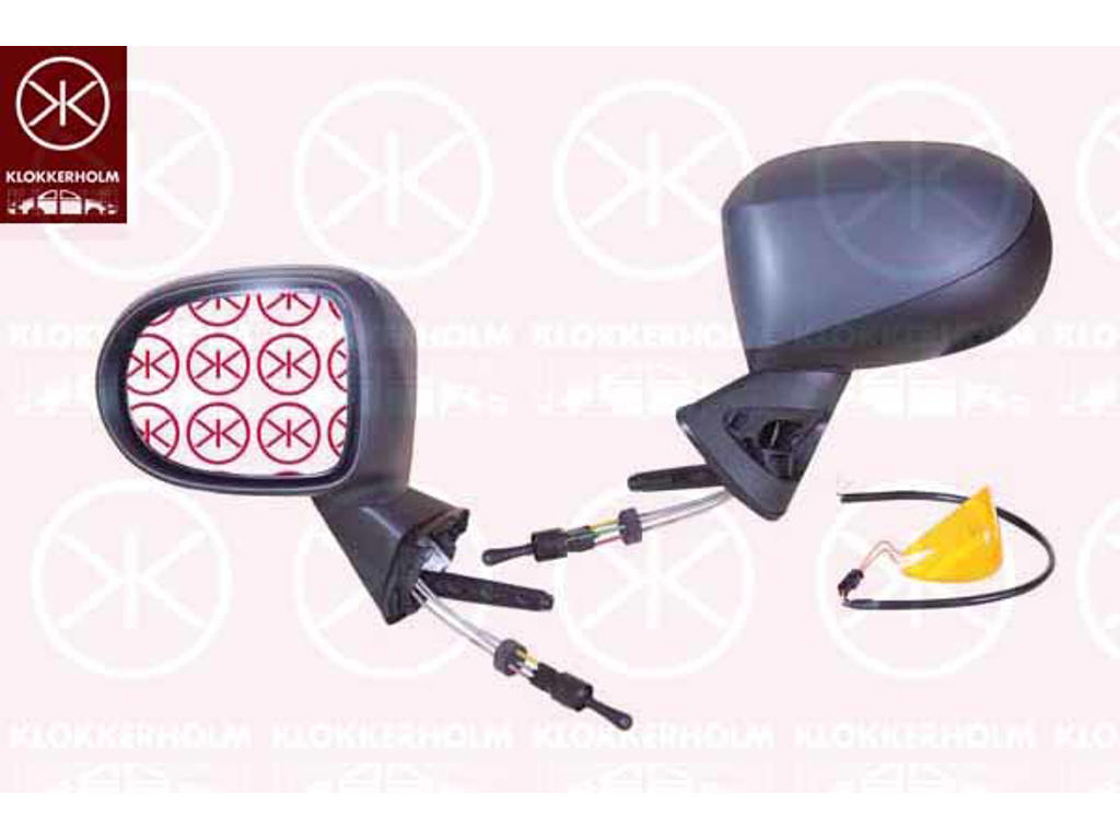 Exterior Mirror, Left, Control: cable pull, with indicator, Heatable, w/primer, Number of pins: 2