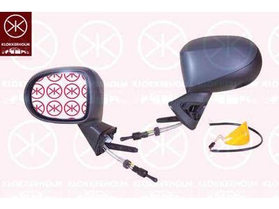 Exterior Mirror, Left, Control: cable pull, with indicator, Heatable, w/primer, Number of pins: 2