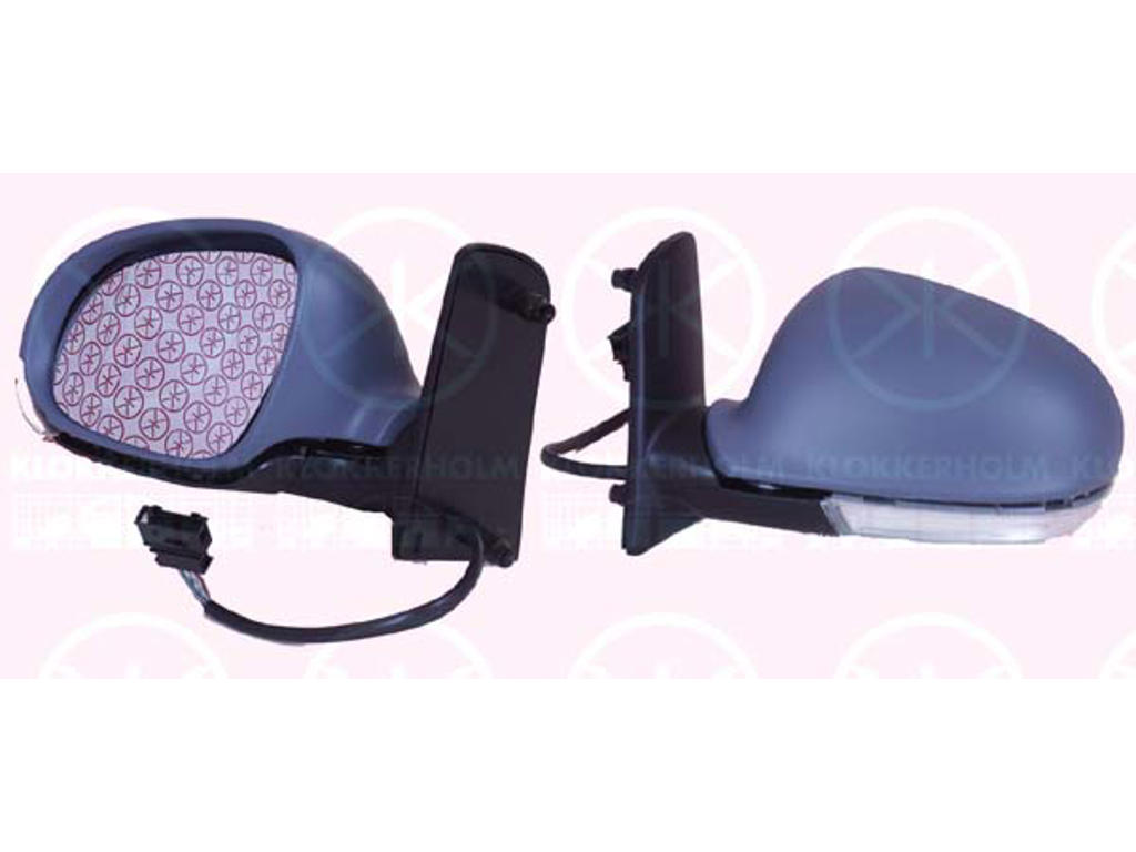Exterior Mirror, w/primer, with indicator, for electric mirror adjustment, Convex, Heatable, Right, Connector Shape: angular, Number of pins: 6