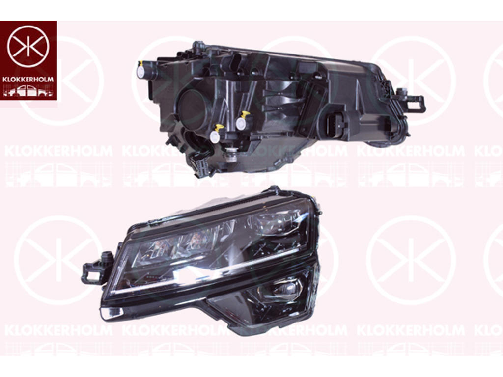 Headlight, Left, LED, with daytime running light (LED), with motor for headlamp levelling, Varroc